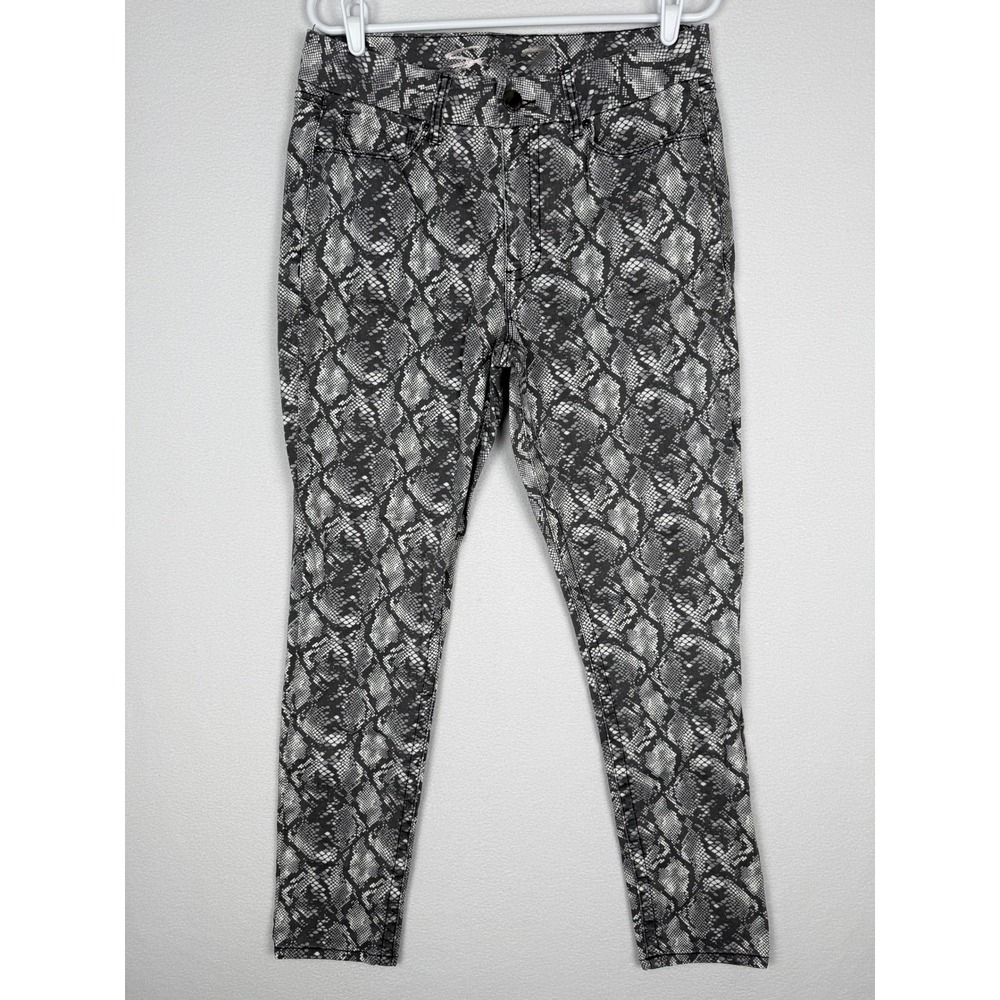 Seven7 Tummyless High Rise Skinny Jeans Womens 14 Grey Snake Print Stretch